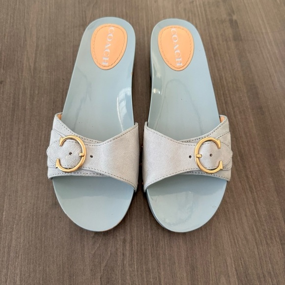 Coach bleeker suede slide sandals light blue size 8 - Picture 2 of 13